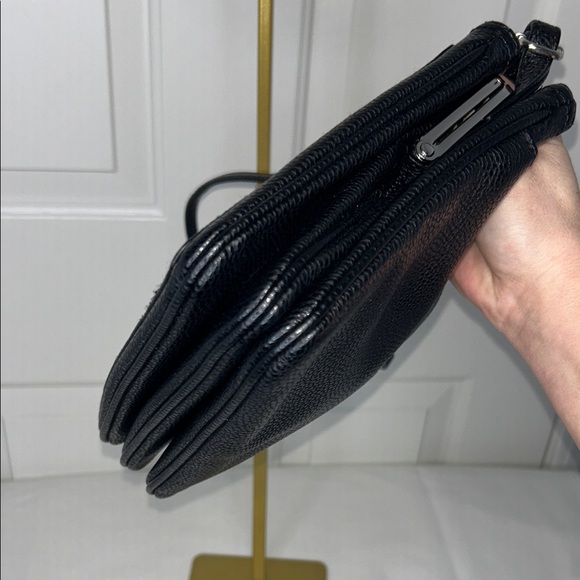 Nine West Black Two Way Bag Silver Kisslock and Leopard Print Interior GUC - Picture 11 of 15